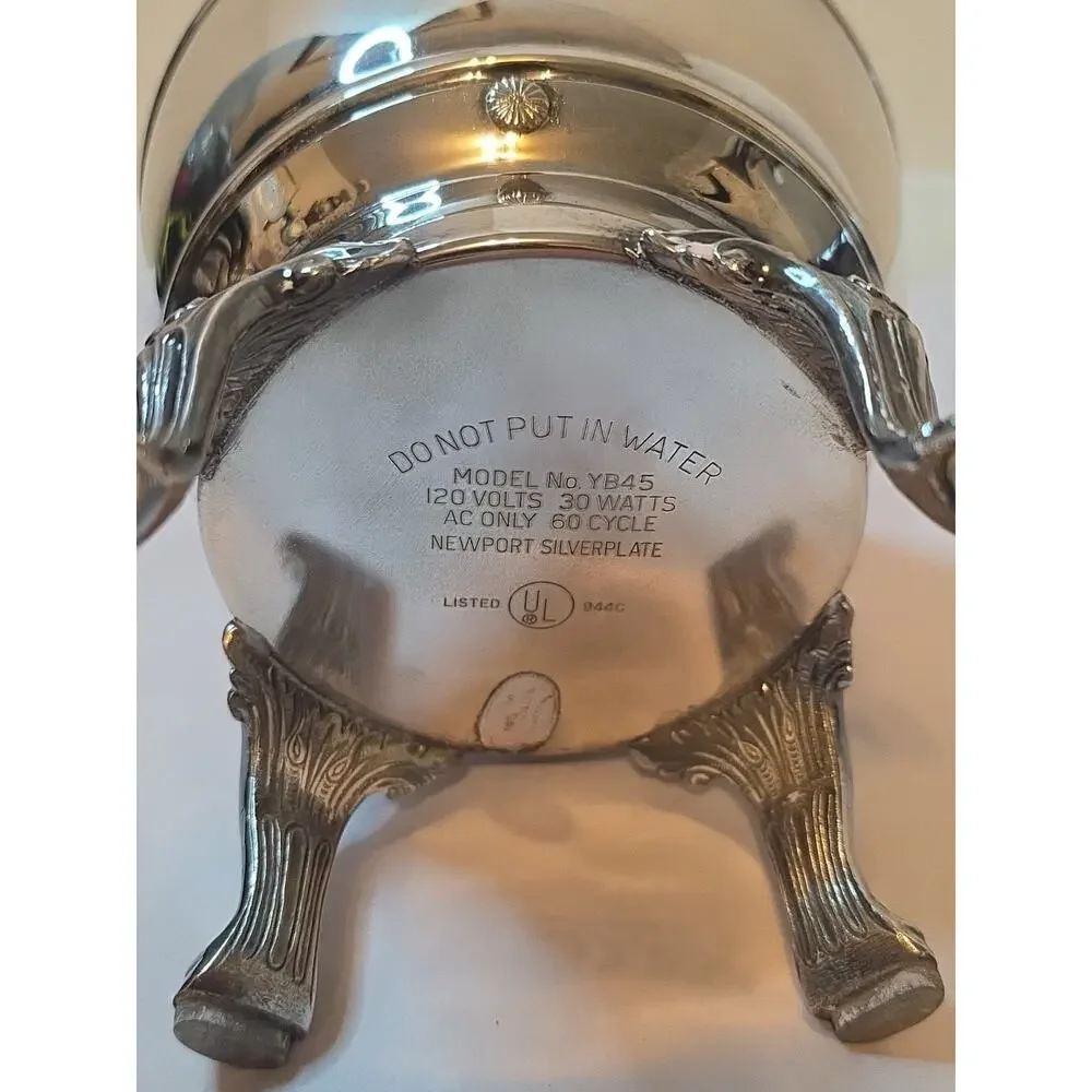 Vintage yb45 newport Footed Silver Plate Warming Dish No Power Supply